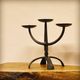 Brutalist three-light chandelier in hammered wrought iron, France, 1960s
