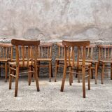 Series of 8 chairs bistro wood curve