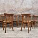 Series of 8 chairs bistro wood curve