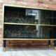 Display case, 1970s Poland, renovated. Black and gold.