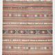 Tapis Kilim turc vintage rayé orange et bleu 5x8 170x245 cm
