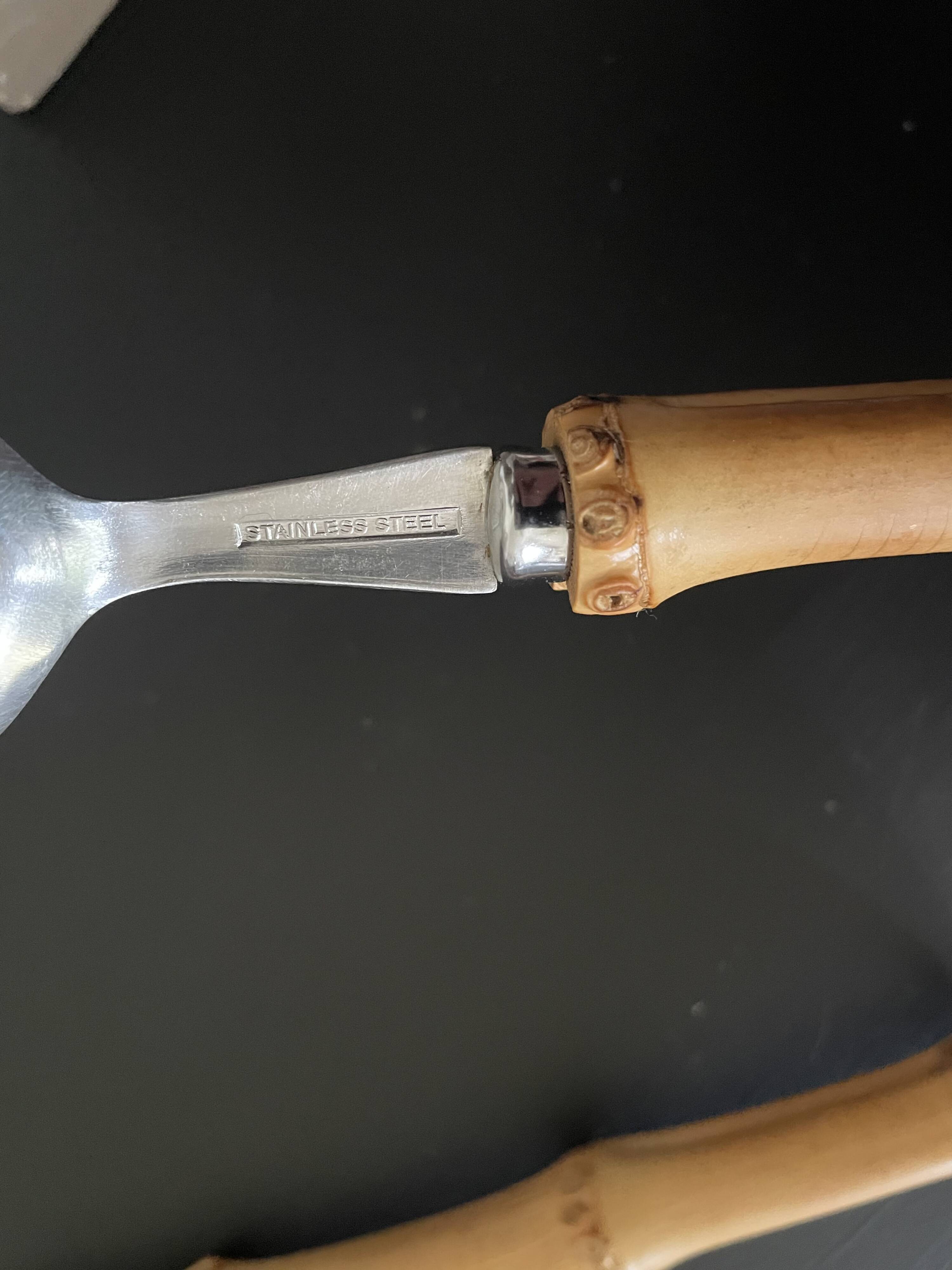 Salad servers with bamboo handles