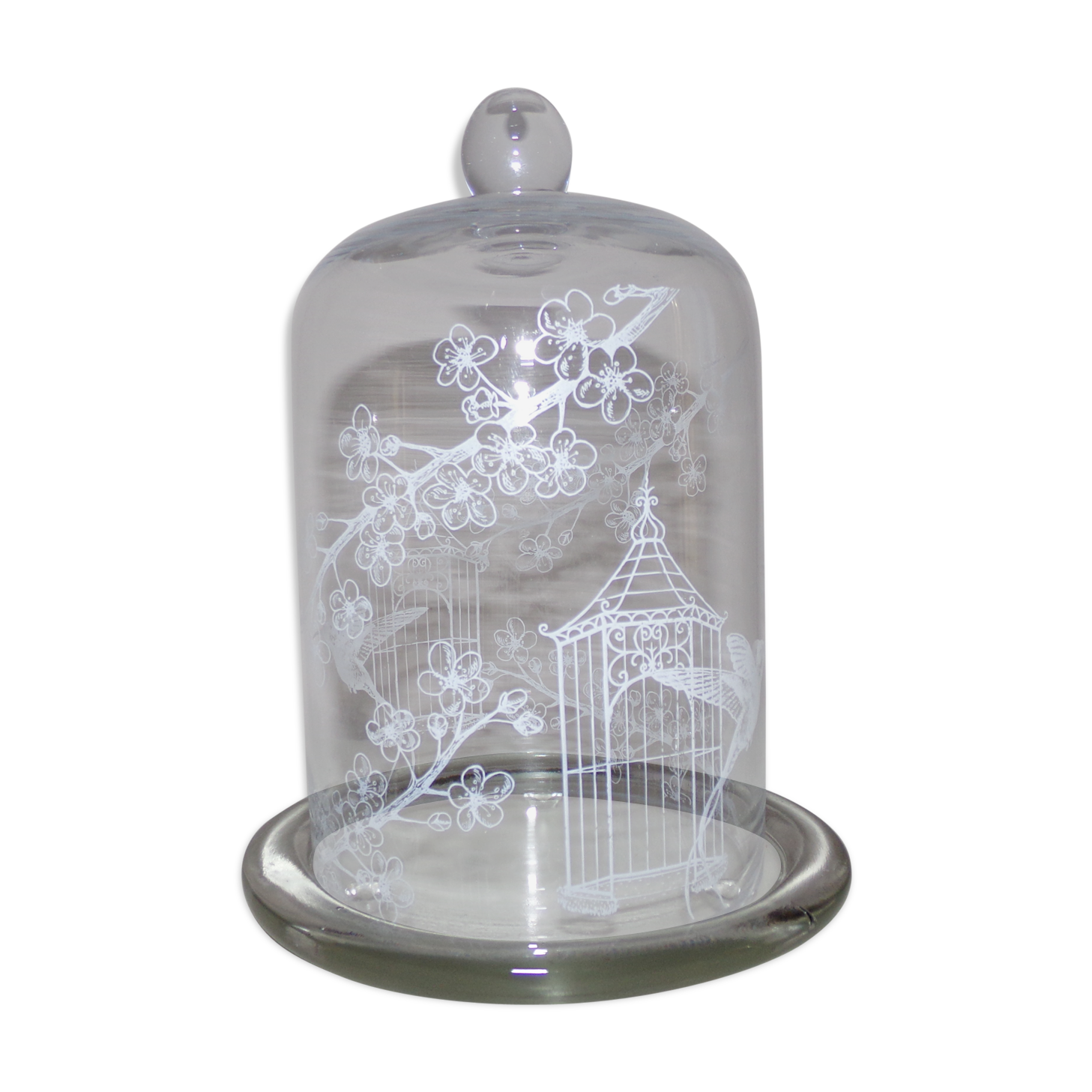 Glass bell and its dish