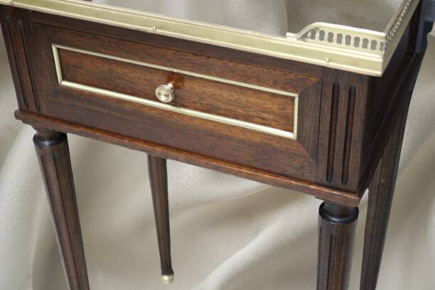 Pair of Louis XVI Style Nightstands with White Carrara Marble