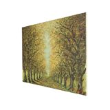 Large Vintage Painting on Canvas Perspective Trees Signed