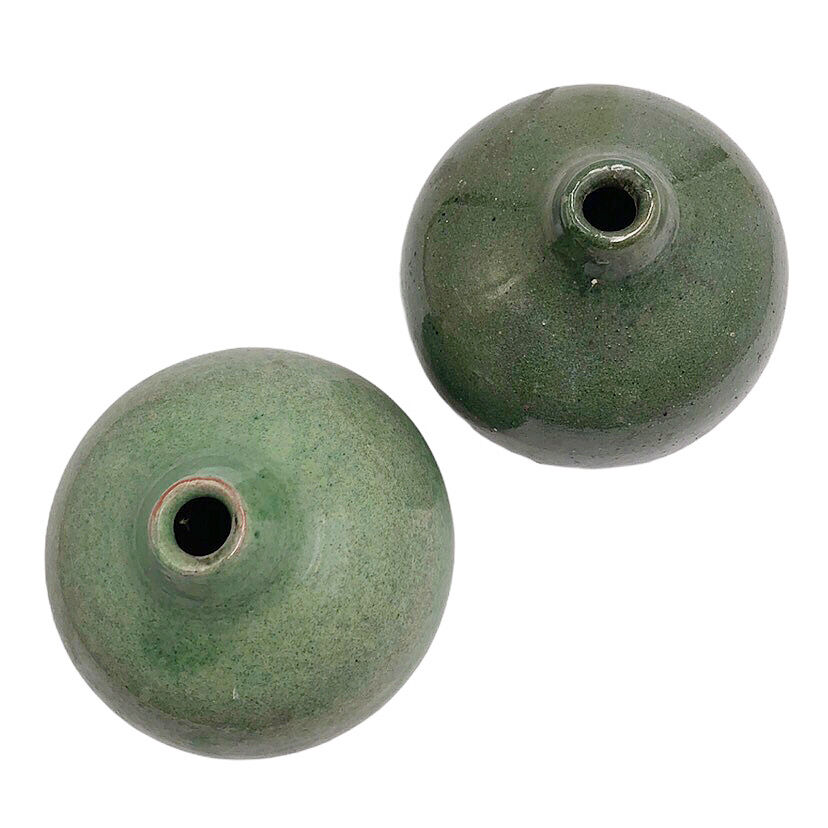 Two handcrafted enamelled ceramic vases