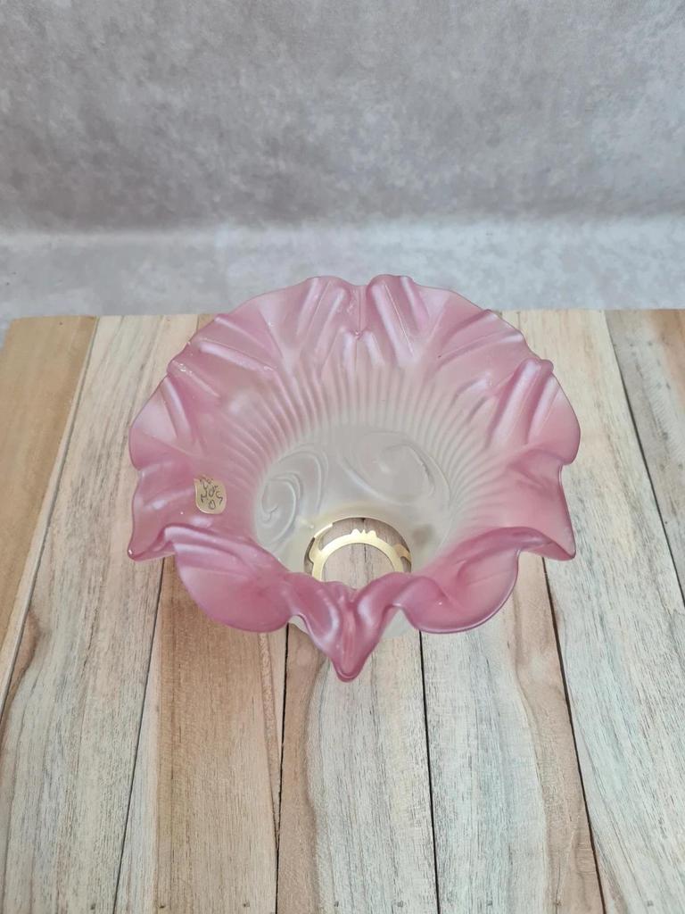 Abat-jour ancien en verre dépoli rose