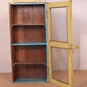 old Art Deco wall showcase in original yellow teak