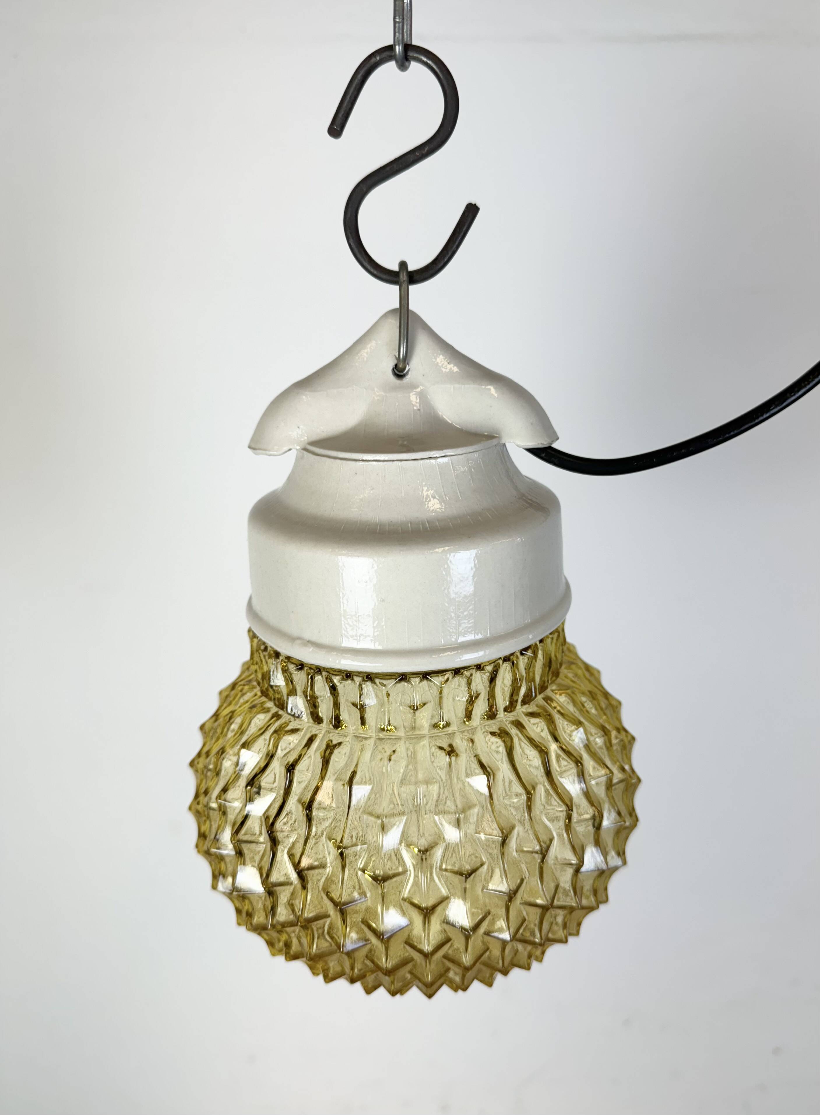 Vintage white porcelain pendant light, 1970s