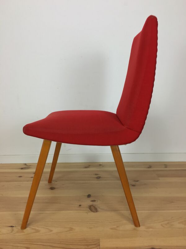 Chaise Steiner vintage années 60 rouge bois