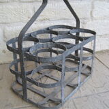 Zinc bottle holder and 6-compartment wooden handle