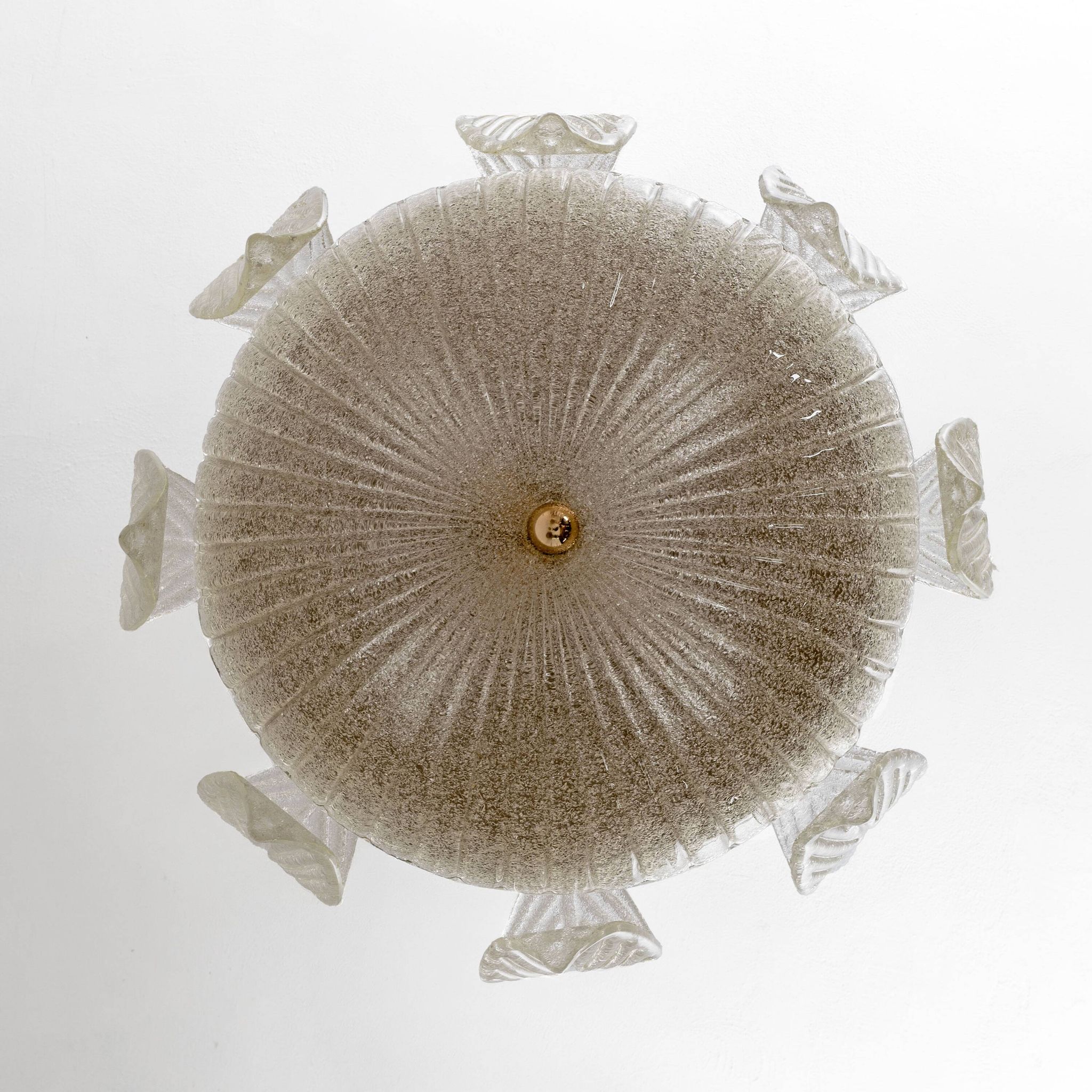 Vistosi Mid-Century Modern Italian Murano Glass and Brass Chandelier, 1960