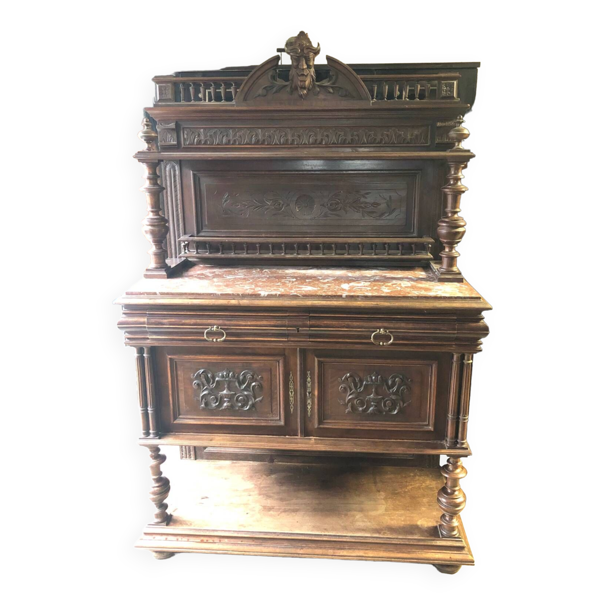 Renaissance sideboard / china cabinet with marble top