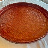 Round Japanese tray in woven and lacquered Rantai Shikki bamboo.