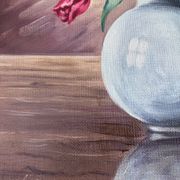 Vintage original flower oil painting, floral still life wall art