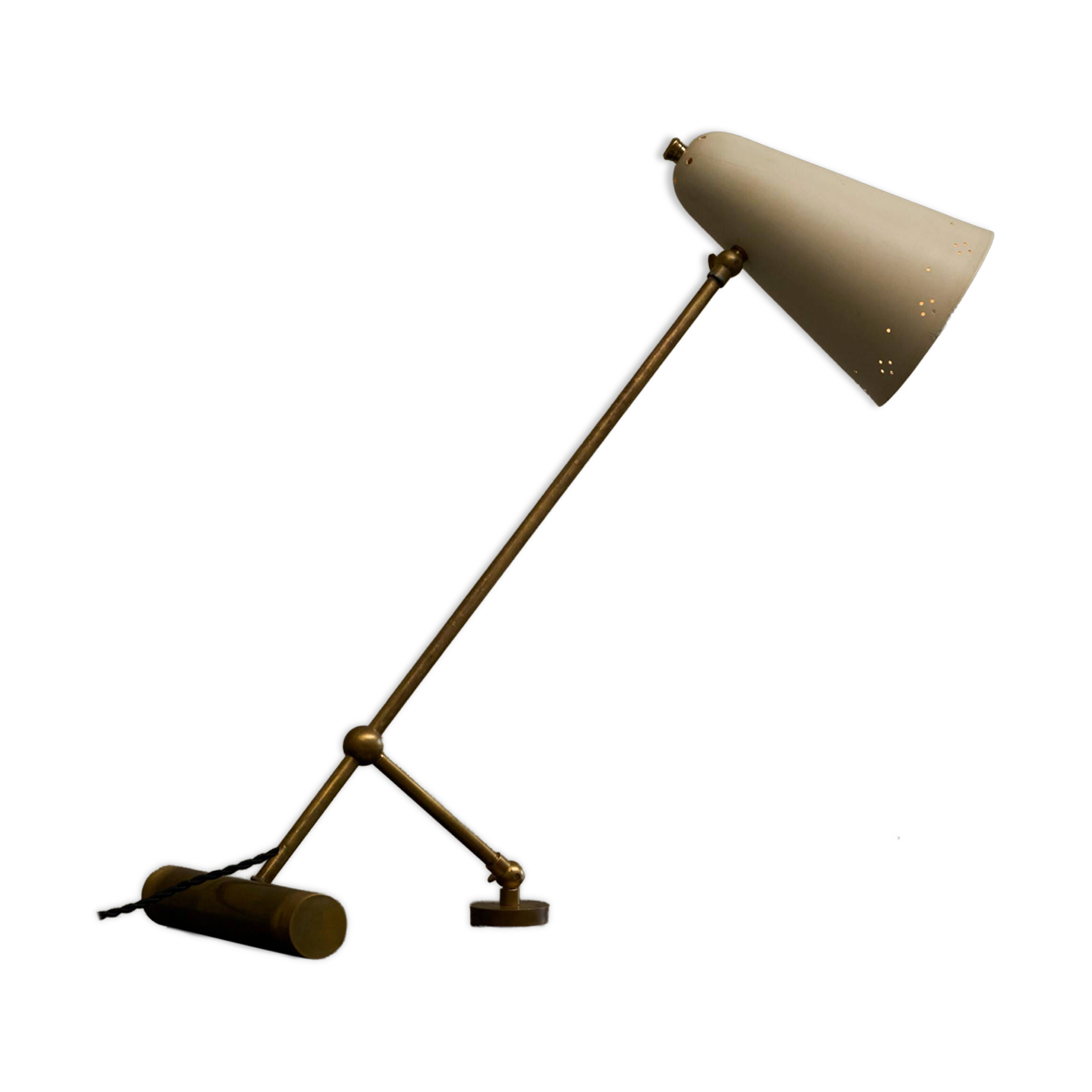 Mid Century adjustable table lamp with perforated shade from the 1950s.
