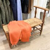 Straw bench and vintage wood