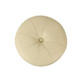 Pouf rond bois skai crème couleur blanc cassé 38cm