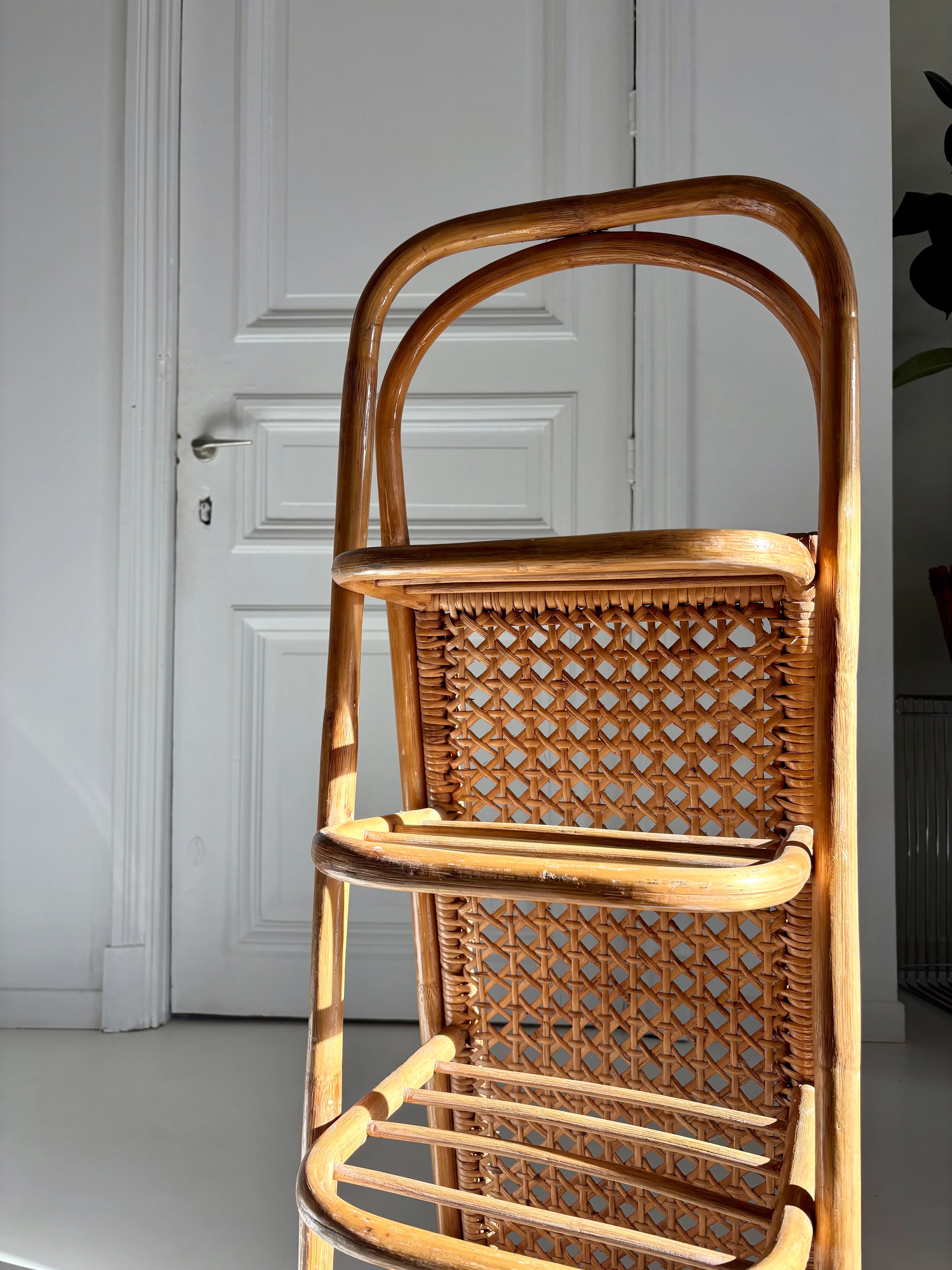 Vintage rattan and cane shelf – 1970s