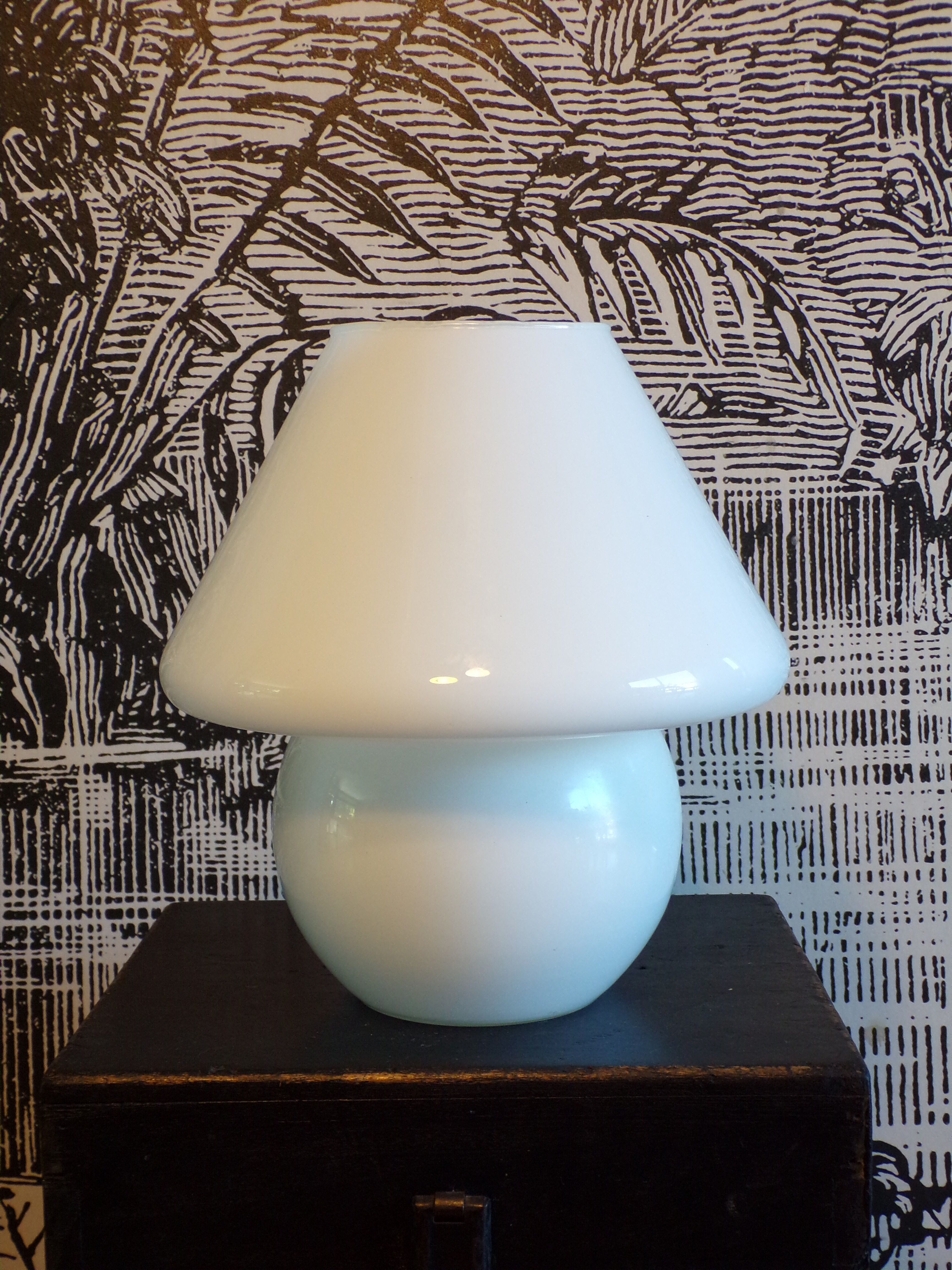 Vintage opaline mushroom lamp