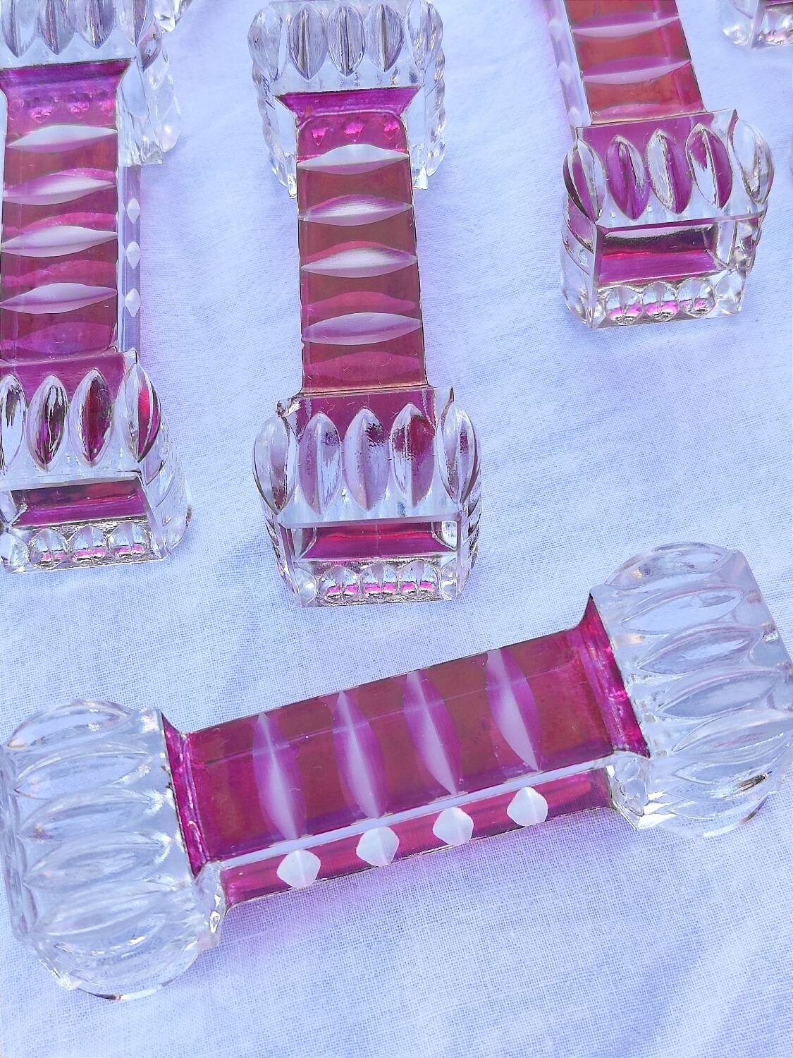 12 colored crystal knife holders - 1970