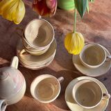 Ceramic cups, saucers and sugar bowl, Salernes, Var, 1960