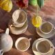 Ceramic cups, saucers and sugar bowl, Salernes, Var, 1960