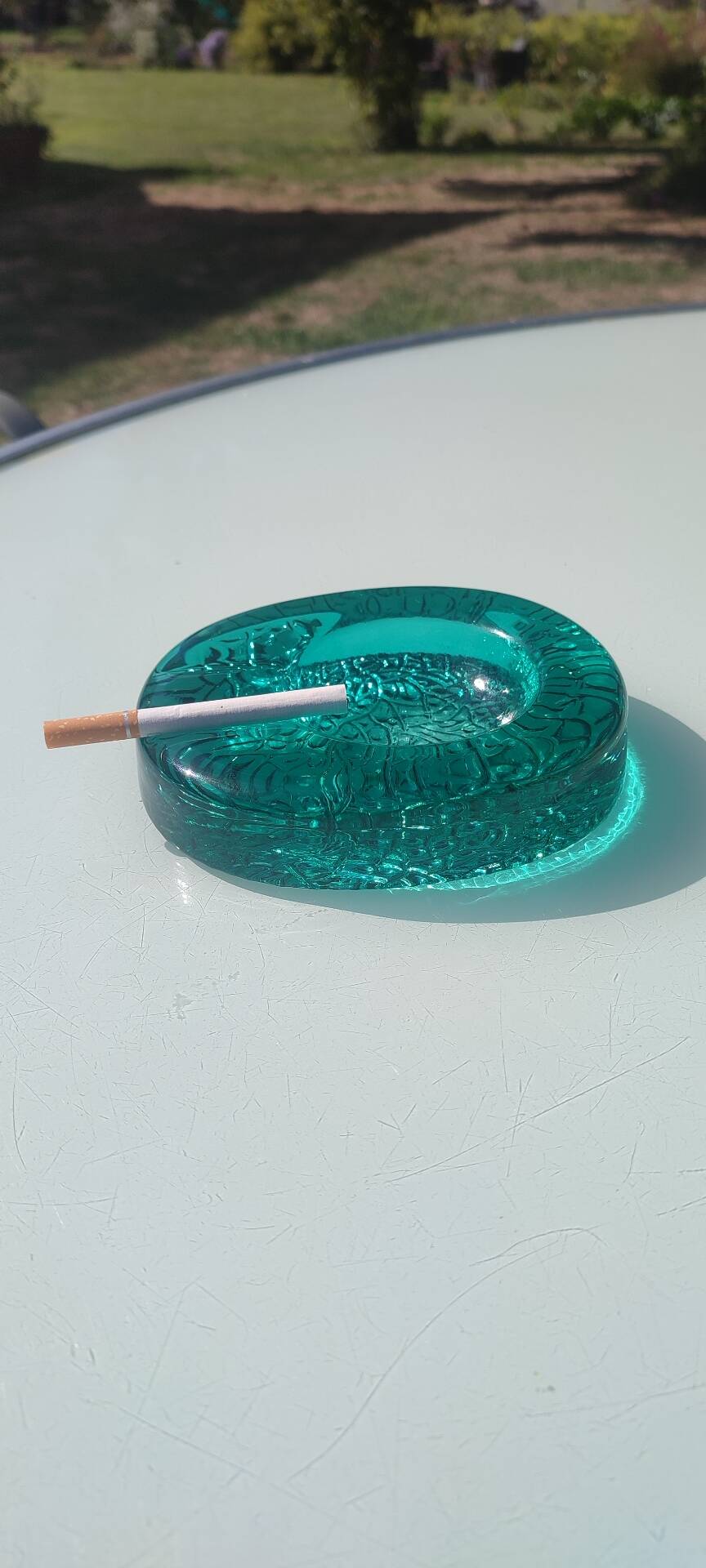 Kosta Boda art ashtray solid glass emerald circa 1970