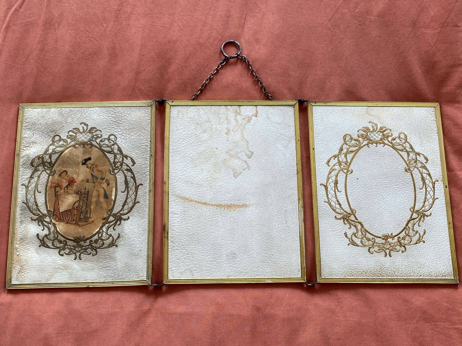 Antique Triptych Mirror