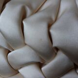 Round cushion in pleated satin fabric, diameter 39 cm
