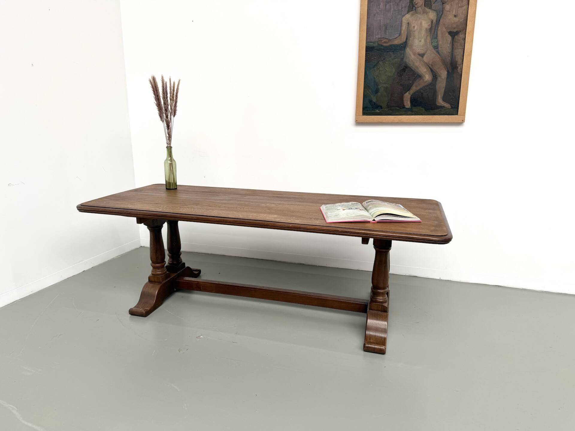 Table de ferme bourgeoise en chêne, années 50