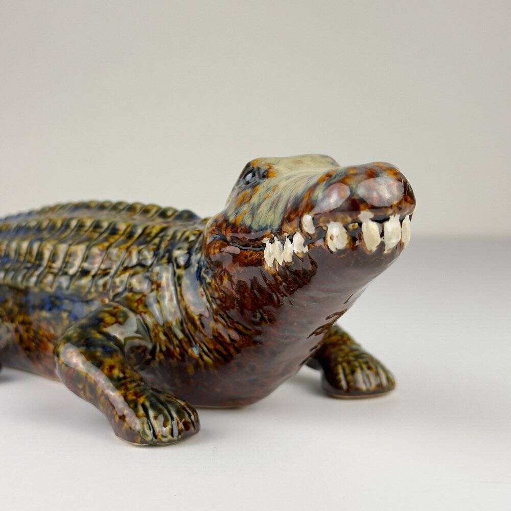 Vintage ceramic crocodile sculpture from Bassano, Italy, 1980s.