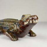 Vintage ceramic crocodile sculpture from Bassano, Italy, 1980s.
