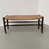 Oak and straw farm bench