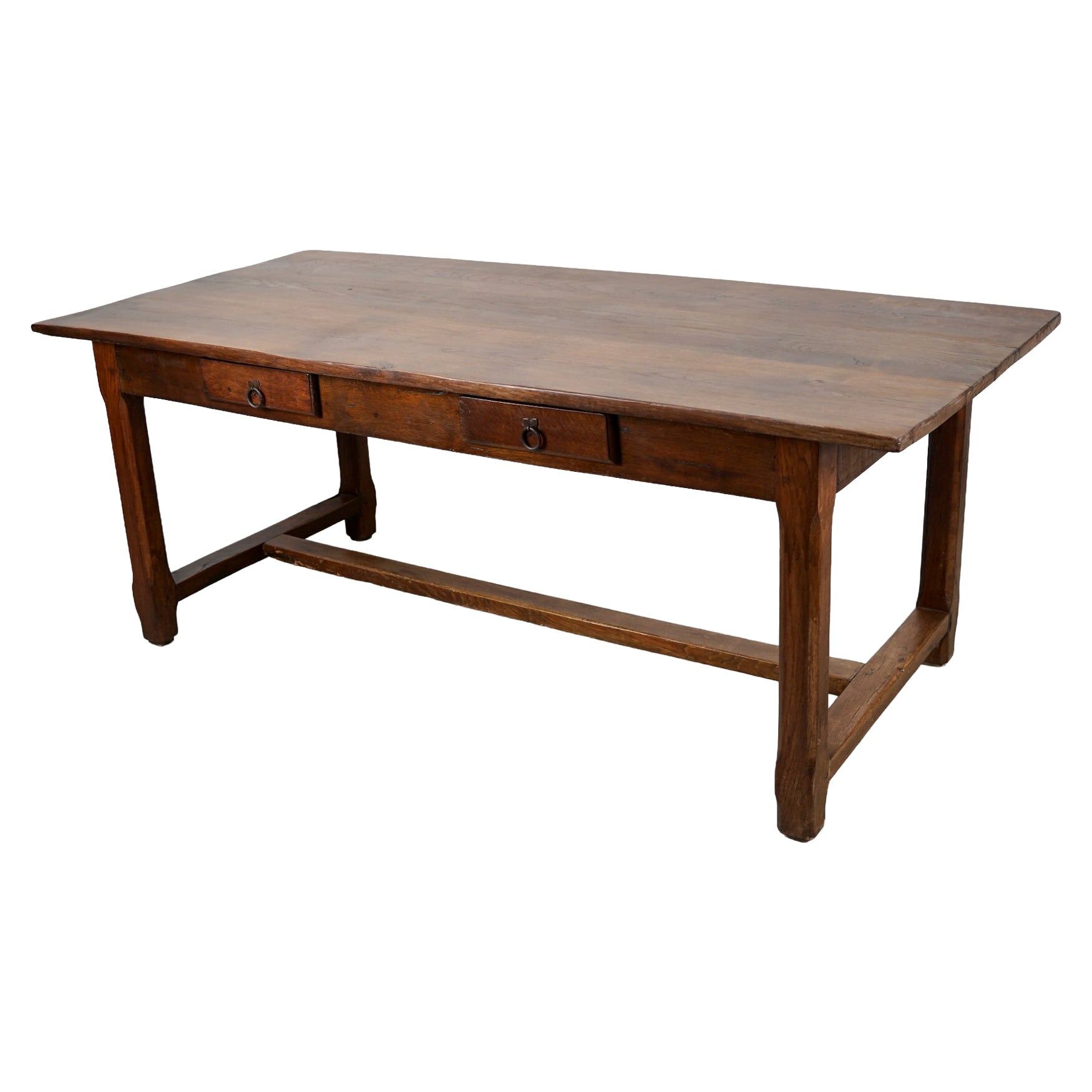 Rustic Dining Table in Oak and Elm from the Early 20th Century
