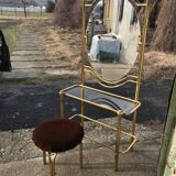 Vintage brass dressing table & stool, 1950s