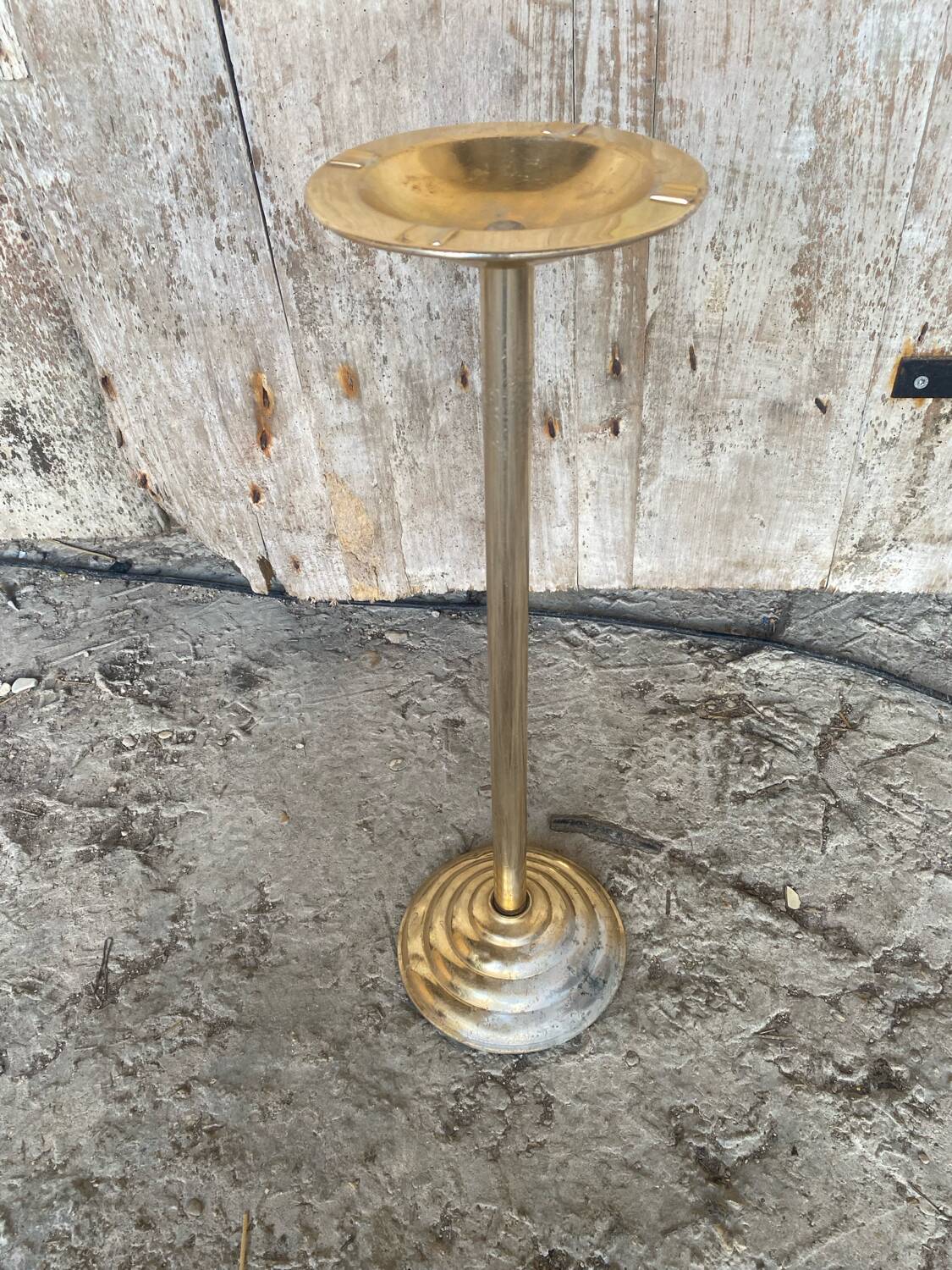 Cendrier sur pied ancien art déco métal doré made in france vintage