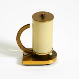 Rare and beautiful 1940s brass table lamp with opal glass shade