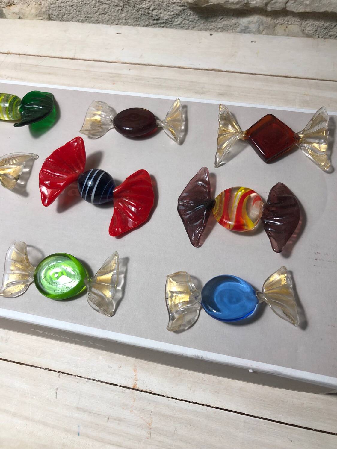 9 Murano glass candies