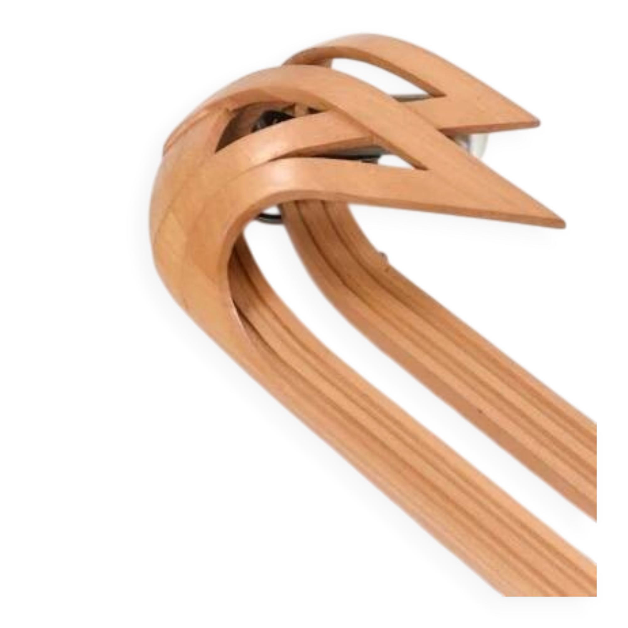 Vincent Gonzalez: sculpted wall lamp in bent wood, 1970s design.