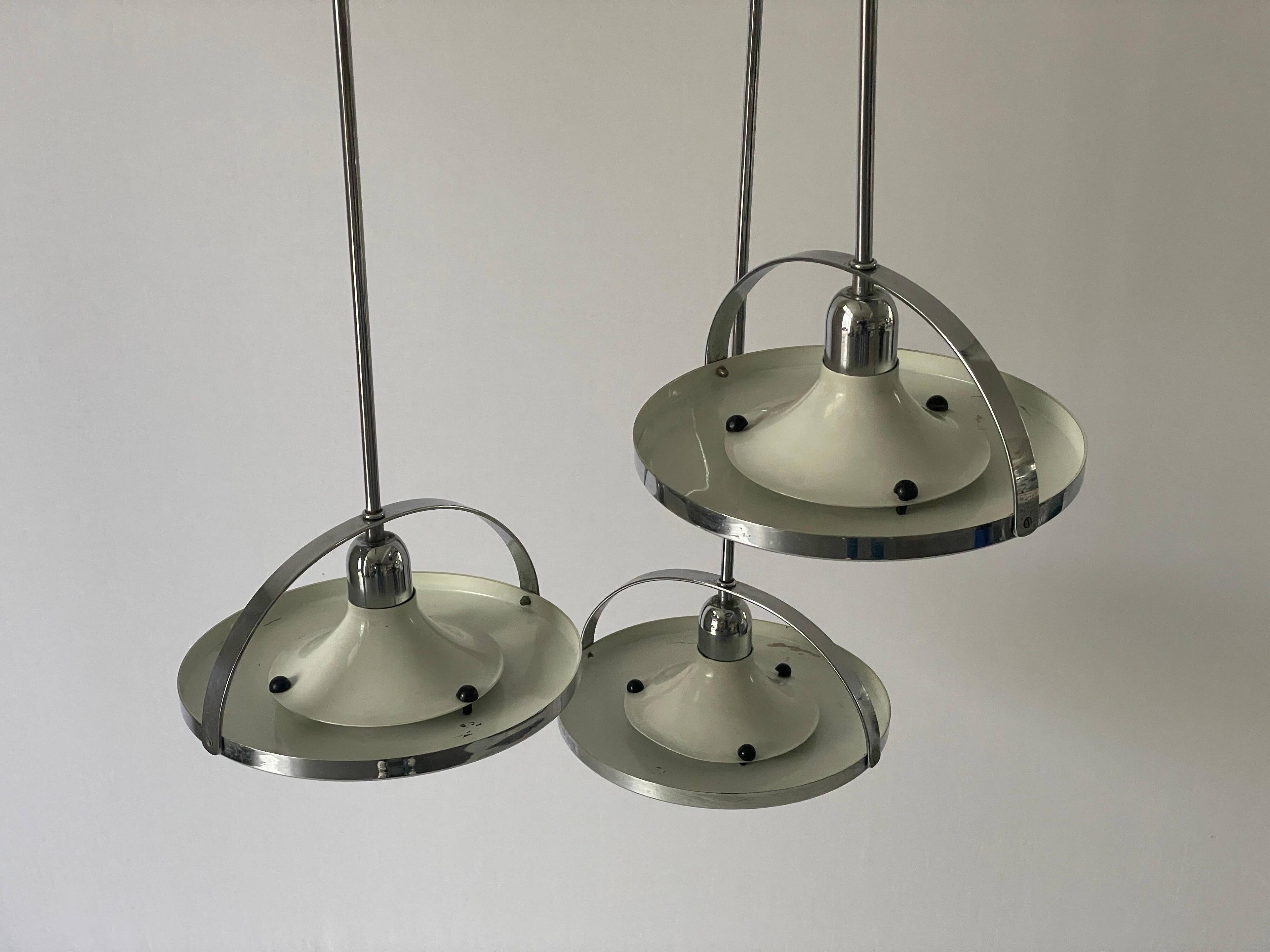 Mid-century modern triple shade ceiling light by Reggiani, 1960s, Italy.