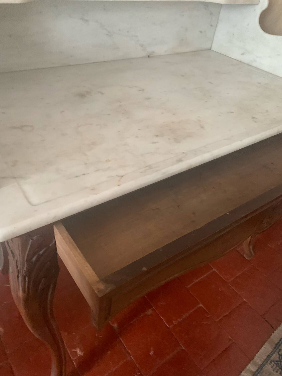 Old wooden and marble dressing table