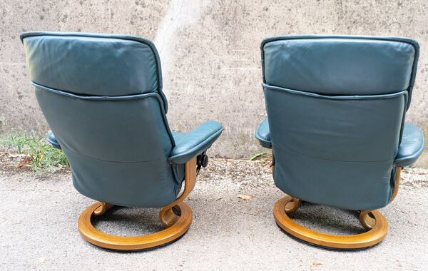 Fauteuils en cuir Stressless par Ekornes, Norvège, 1980, set de 2