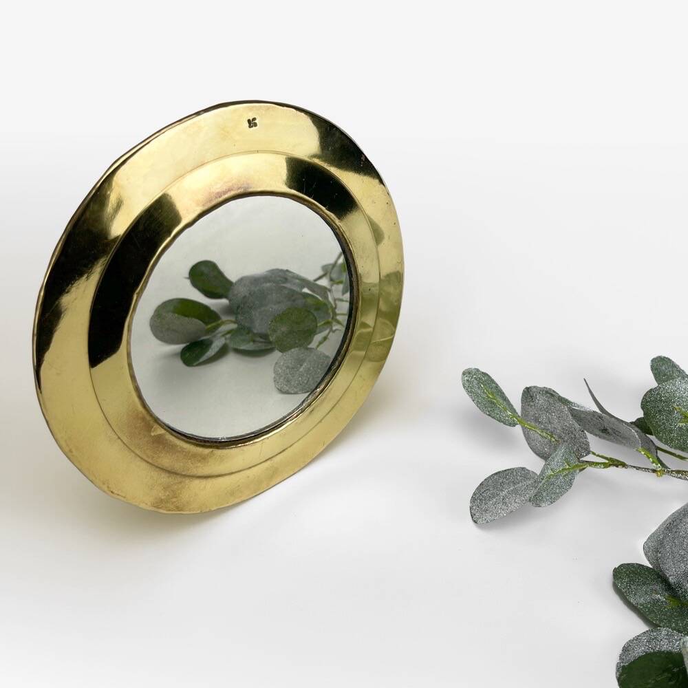 Miroir rond laiton Yves Rocher années 70