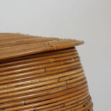 Cylindrical wicker basket, Italy 70's
