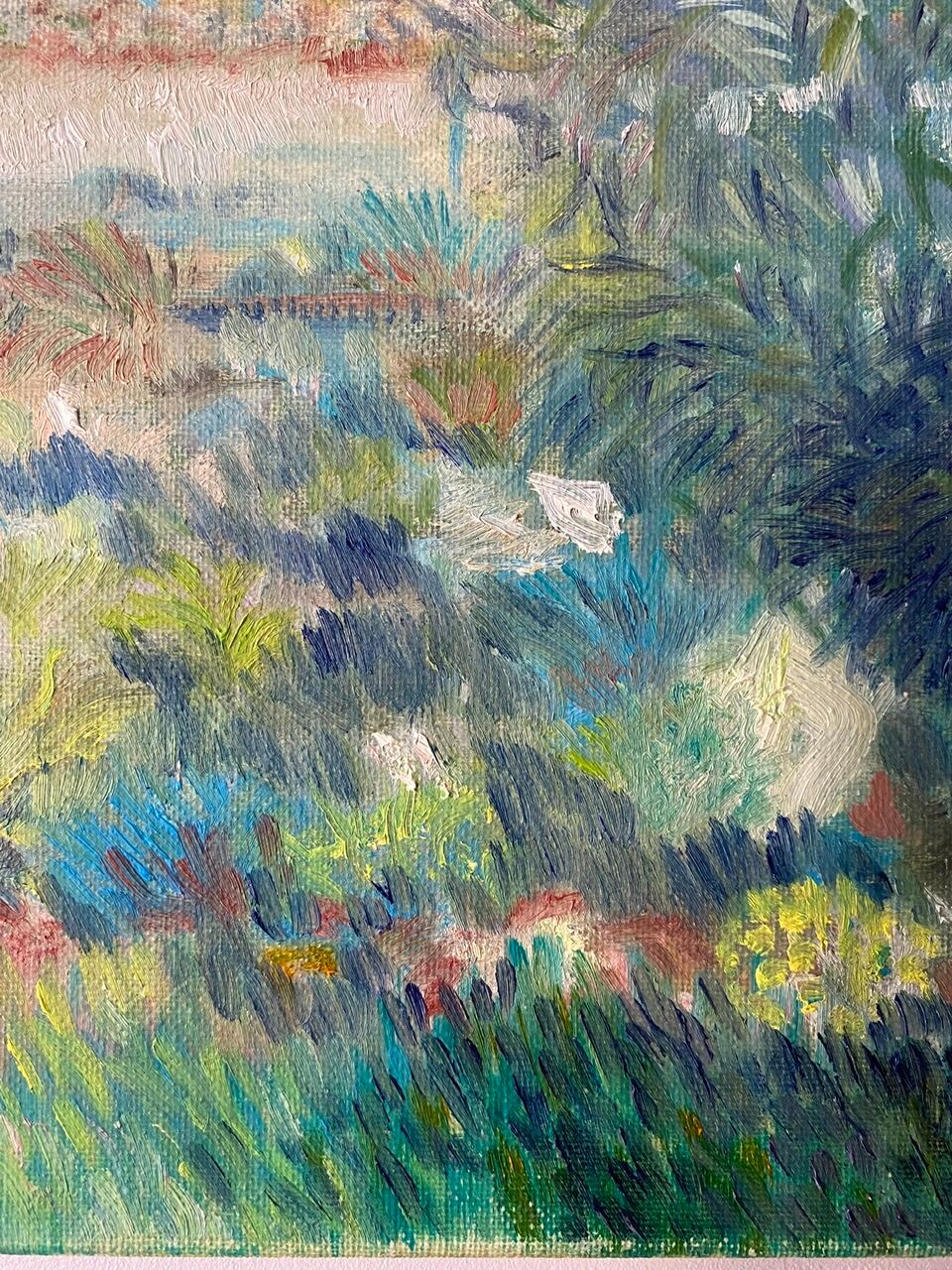 Old painting, landscape, summer garden, 70s/80s