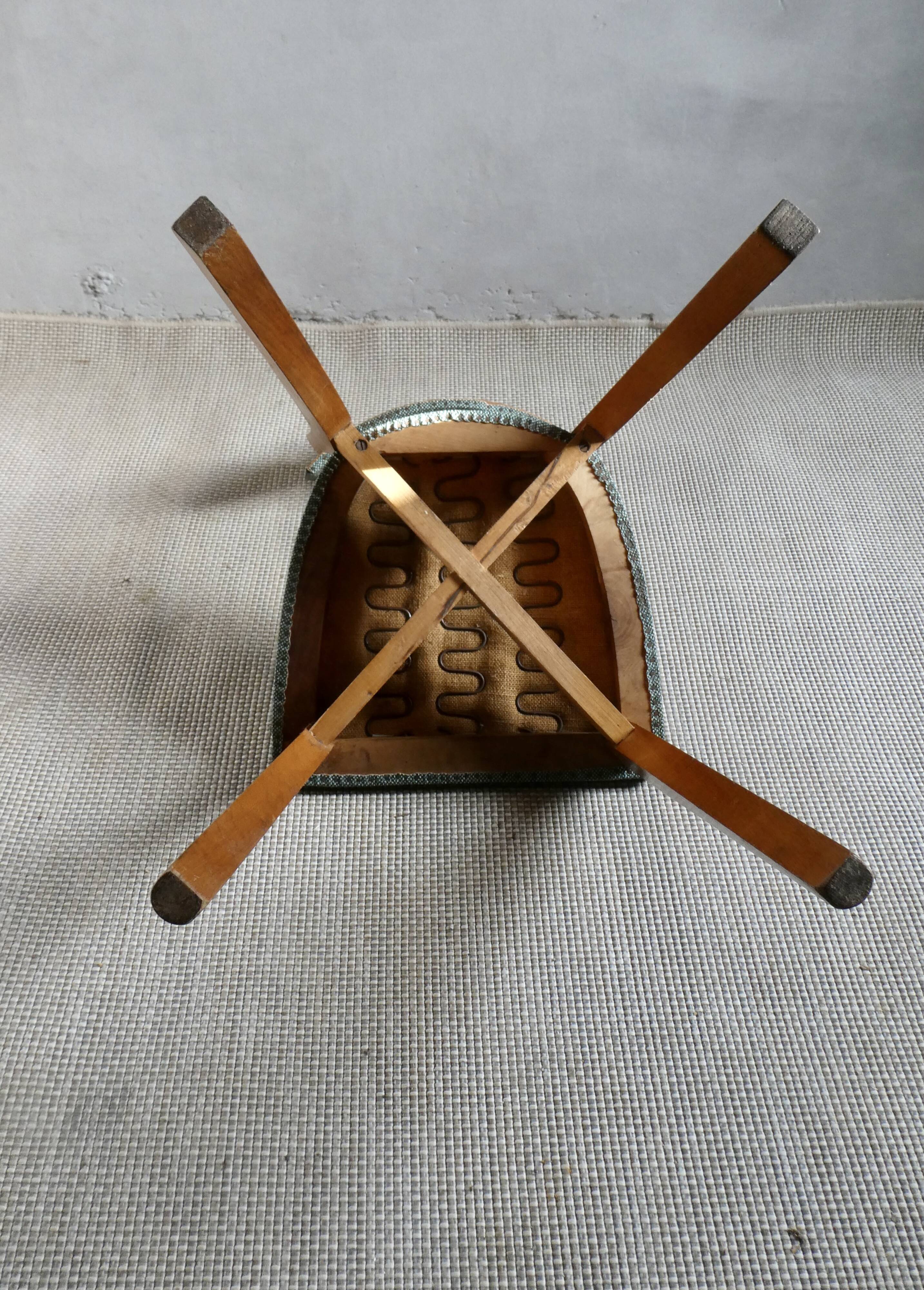 1950s bistro chair, in wood and green skai