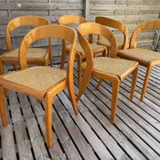 Set of 6 caned chairs by Baumann, gondola model.