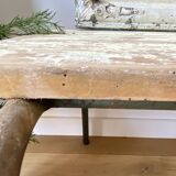 weathered school bench