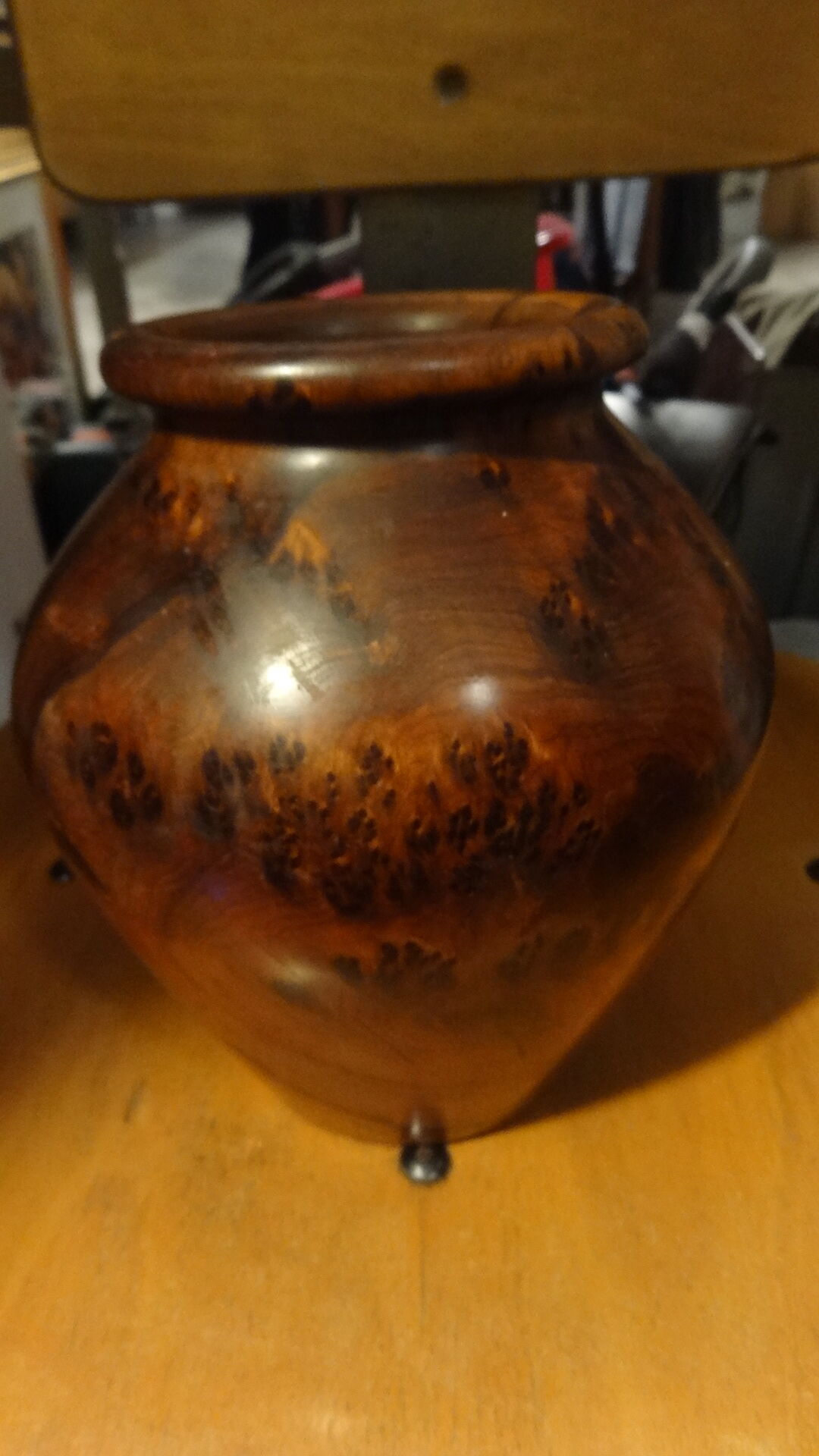 Turned wooden vase